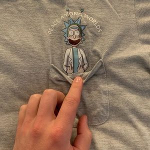Rick & Morty “Peace Among Worlds” pocket tee